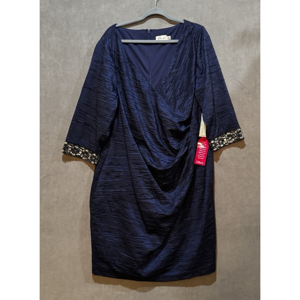 NWT Eliza J Navy Blue Beaded Sheath Dress Womens Plus Size 22W Ret. $208